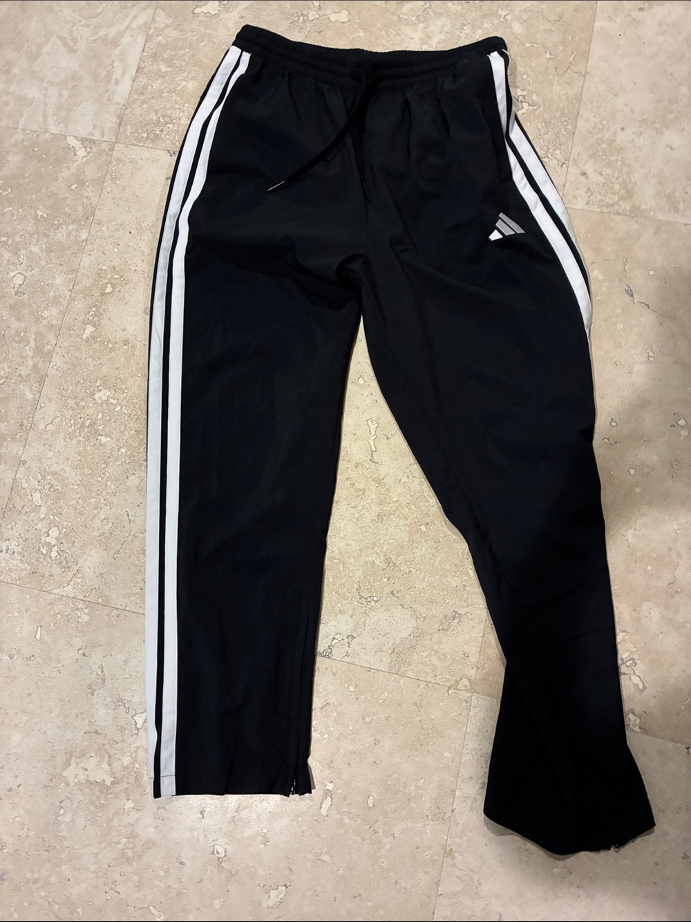 adidas Black Track Pants with White Side Stripes